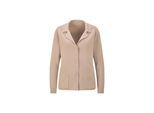 Jackenblazer GOLDNER "Kurzgröße Milano-Ripp-Blazer mit Reverskragen", Damen, Gr. 19, beige, Obermaterial: 50% Baumwolle CO. 50% Polyacryl PAN., schmal, Blazer, figurschmeichelender Schnitt