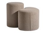 Mid.you Hockerset, Hellbraun, Textil, Holzwerkstoff, 2-teilig, 56.5(35)x40(50)x36.5(35) cm, Wohnzimmer, Hocker, Sitzhocker