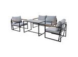 Beldano , Grau, Schwarz , Holz, Metall, Glas, Textil , Eukalyptusholz , massiv , Füllung: Schaumstoff,Polyester , Tisch mit Glasplatte , Gartenmöbel, Loungemöbel, Loungegarnituren