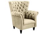 Mid.you , Beige , Textil , Buche , vollmassiv , 96x112x86 cm , Made in EU ,