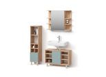 BADMÖBEL-SET Fucino Grün 3 Teile, mit Midischrank Tür klein