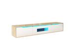 TV-LOWBOARD 180 cm in Weiß Hochglanz & Holz-Optik