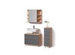 BADMÖBEL-SET Eisak Anthrazit/Goldkraft Eiche 3 Teile, mit Unterschrank 80 cm