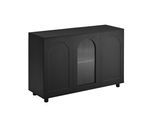 SIDEBOARD 120 cm Schwarz MDF mit Glastür, Push-to-Open und verstellbaren Regalen