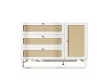 KOMMODE 120 cm in Weiß & Rattan-Optik Sideboard mit 3 Schubladen
