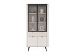 BREITE Vitrine AUTUMN 2D2W1S mit Schublade, Kaschmir / Grauer Stein