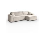 ECKSOFA Gepolstertes CARLO XL Cord mit Schlaffunktion und Bettkasten, Poso 100