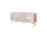 TV-SCHRANK COLGANTE 100 Kaschmir Hochglanz, ohne LED, Schräge goldene Füßen