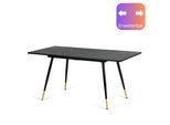 ESSTISCH Schwarz Marmormuster rechteckig ausziehbar 120-160/80/75cm