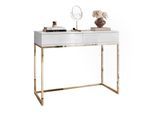 KONSOLE BLANCO mit Schubladen GOLD CHROM Weiß Hochglanz PUSH OPEN