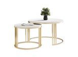 COUCHTISCH 2in1 LORI MAT gebürstetes Gold, Gebürstetes Gold / Marmor Levanto
