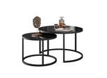 COUCHTISCH 2-in-1 CIRI GLASS mit schwarzer und weißer Struktur