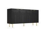 SIDEBOARD schwarz & gold-details mit 4 türen & 3d-rillen-design