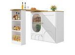 BARTISCH mit Stauraum Weiß Holzoptik 204 cm drehbar