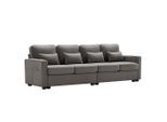 4-SITZER-SOFA Mit Leinenarmlehnen Und 4 Kissen Grau 264/83/87 cm