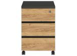 Germania , Graphitfarben, Eichefarben , Kunststoff , 3 Schublade(n) Schubladen , 41x60x50 cm , Made in Germany , griffloses Öffnen, Beimöbel erhältlich , Büromöbel, Rollcontainer