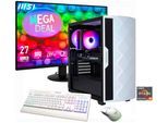 GAMEMAX Gaming-PC-Komplettsystem "MegaDeal Diamond WT 2818 AMD Ryzen 5 5500 16GB 480GB SSD RTX 5050", Energieeffizienz: D (A-G), weiß, Microsoft Windows 11 Home (64 Bit), 16 GB RAM 480 GB SSD, Computer_Komplettsysteme, Windows 11 + MSI PRO MP272L LCD-Monitor, 68,6cm (27")