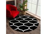 Hochflor-Teppich SANAT "Madrid", schwarz, H:30mm Ø:80cm, Kunstfaser, Teppiche, Wohnzimmer, Langflor, Shaggy Teppich
