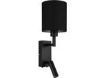 GLOBO LIGHTING Wandleuchte "ZAMORA", schwarz matt, 1, H: 45,5cm, 1 Stk., Leuchten, Bewegliche Wandleuchte mit Textilschirm und LED, Wandleuchte
