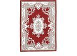 Teppich THEKO "Ming" Gr. 6, rot, B:190cm H:14mm L:290cm, Kunstfaser, Teppiche, Teppich, handgefertigt, Pastell-Farben, florales Design, Wohnzimmer