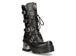 New Rock leren gothic halfhoge kuitlaarzen voor dames-373-S33