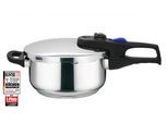 Schnellkochtopf ELO "Praktika Plus", silber (edelstahlfarben), B:27,5cm H:19,5cm L:42cm Ø:22cm, Töpfe, Schnellkochtopf, Überdrucksicherung im Deckelrand, Induktion