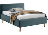 Polsterbett MEISE.MÖBEL "Mattis", blau (eisblau), B:141cm H:105cm L:218cm, Bezug Bett: Struktur Gewebe (100% Polyester), Betten, Polsterbett, Topseller, wahlweise mit Bettkasten
