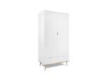 P & B Drehtürenschrank, Weiß, Eiche, Holzwerkstoff, 4 Fächer, 2 Schublade(n) Schubladen, 90x180x55 cm, Schlafzimmer, Kleiderschränke, Kleiderschränke 2-türig