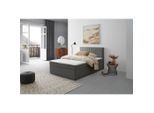 P & B Boxbett, Dunkelgrau, Holz, Textil, Tanne, H3, 7-Zonen, Höhe ca. 20 cm, 140x200 cm, Schlafzimmer, Betten, Boxspringbetten