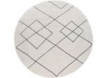 Teppich PACO HOME "Haral 785", weiß, H:9mm Ø:160cm, Polyester, Polypropylen, Teppiche, Teppich, Kurzflor, Scandi Design, Rauten Motiv