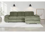 Ecksofa DIE PLANBAR "MP-IN16037 L-Form, Breite 289 cm, mit Kaltschaum-Polsterung", cord forest, B:289cm H:85cm T:195cm, 88% Polyester, 12% Polyamid, Sofas, Ecksofa, mit Sitztiefenverstellung & Zierkissen