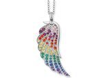 Kette mit Anhänger ENGELSRUFER "FLÜGEL", bunt (silberfarben, rosa, lila, rot, gelb, grün, blau), Halsketten, Damen, Silber 925 (Sterlingsilber), L: 50, mit Zirkonia (synth.)