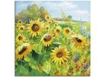 Wandbild ARTLAND "Sommerwiese mit Sonnenblumen", gelb (farbe bild(er): gelb), B:70cm H:70cm, Bilder, als Leinwandbild, Poster in verschied. Größen