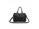 Schultertasche "Madrid", Mädchen, Gr. B/H/T: 34cm x 24cm x 12cm onesize, schwarz, Lederimitat, COLLEZIONE ALESSANDRO, Taschen Schultertasche, mit 2 Seitenfächern