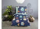 Kinderbettwäsche GOOD MORNING "Sheep Sleep", bunt (blau, multi), B/L: 135cm x 200cm, 1 Stk., 1 Stk., Renforcé, B/L: 80cm x 80cm, 2 Stk., Renforcé, Obermaterial: 100% Baumwolle, Bettwäsche, Baumwolle, 135x200, Reißverschluss, Wendeoptik, Kind, Schafe, Blau