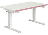 Schreibtisch PAIDI "TEENIO GT in verschiedenen Ausführungen, mitwachsend & ergonomisch", kreideweiß, rosé, B:130cm T:75cm, Tische, Schreibtisch, höhenverstellbarer Schülerschreibtisch, Platte bis 14 neigbar