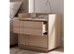 Nachttisch MCW-P44, Nachtkasten Nachtschrank Nachtkommode, 2 Schubladen MDF 43x48x41cm ~ Sonoma-Eiche-Optik