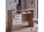 Schreibtisch MCW-P43, Bürotisch Computertisch, 3 Schubladen MDF 75x100x40cm ~ Wotan-Eiche-Optik, weiß