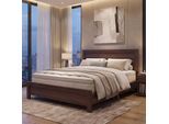 Queen Size Bett MCW-P44, Doppelbett Bettgestell mit Lattenrost, 160x200cm ~ Walnuss-Optik
