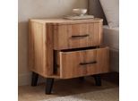 Nachttisch MCW-P42, Nachtkasten Nachtschrank Nachtkommode, 2 Schubladen MDF 50x48x40cm ~ Wotan-Eiche-Optik