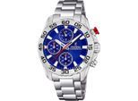 Chronograph FESTINA "Junior Collection", silber (silberfarben, blau), Armbanduhren, Kinder, Chronograph, Armbanduhr, Quarzuhr, Kinderuhr, Stoppfunktion, ideal als Geschenk