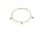 Fußkette mit Anhänger S.OLIVER "Summer Charms, Muschel-Design, Herz, Sonne", gold (gelbgoldfarben, weiß), Fußketten, Damen, Edelstahl Perlen, Edelstahl, Perlen, mit Kunststoffperle