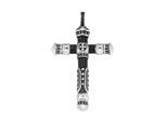 Kreuzanhänger "Kreuz mit schwarzen Spinellen, Silber 925", schwarz (silber), GIORGIO MARTELLO MILANO, Schmuckanhänger, Herren, 6cm, Silber 925 (Sterlingsilber)