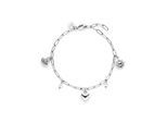 Armband S.OLIVER "Summer Charms, Muschel-Optik, Herz, Sonne", silber (edelstahlfarben, kristallweiß, weiß, kristallweiß), Armbänder, Damen, 21cm, Edelstahl Perlen, Edelstahl, Perlen, Armband, mit Zirkonia (synth.) - mit Perle (imitiert)