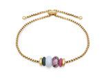 Armband TAMARIS "Natural Stones", gelbgoldfarben, grün, natur, lila, grün, natur, lila, Armbänder, Damen, 21cm, Edelstahl, Armband, mit verschiedenen Steinen