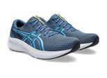 Laufschuh ASICS "PATRIOT 14", Herren, Gr. 45, grand shark, energy aqua, Synthetik, Schuhe Laufschuh, atmungsaktives Mesh-Obermaterial, Energiegeladene Mittelsohle