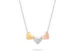 Kette mit Anhänger S.OLIVER "Tricolor Hearts, Herz", rosa (edelstahlfarben, gelbgoldfarben, roségoldfarben), Halsketten, Damen, Edelstahl, L: 45 B: 1,95mm, B:1,95mm