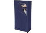 Stoffschrank WENKO "Modell Business", blau (dunkelblau), B:75cm H:160cm T:50cm, Metall, Polyester, Schränke, Stoffschrank, Faltschrank mit Ablage & Kleiderstange, Metallgestell, abwaschbar