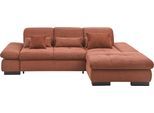 Ecksofa "SO4100 V", rosa (kupfer), B:284cm H:80cm T:190cm, 100% Polyester, SET ONE BY MUSTERRING, Sofas, Ecksofa, mit verstellbaren Kopfteilen, wahlweise mit Funktionen, Cord-Bezug