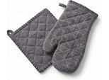 Topfhandschuhe HOME AFFAIRE "Handschuh & Topflappen Set Grau", grau, B:20cm L:20cm, Baumwolle, Topflappen, Topfhandschuhe